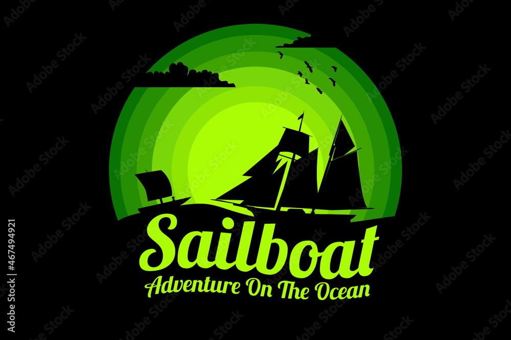 Sailboat adventure on the ocean silhouette design