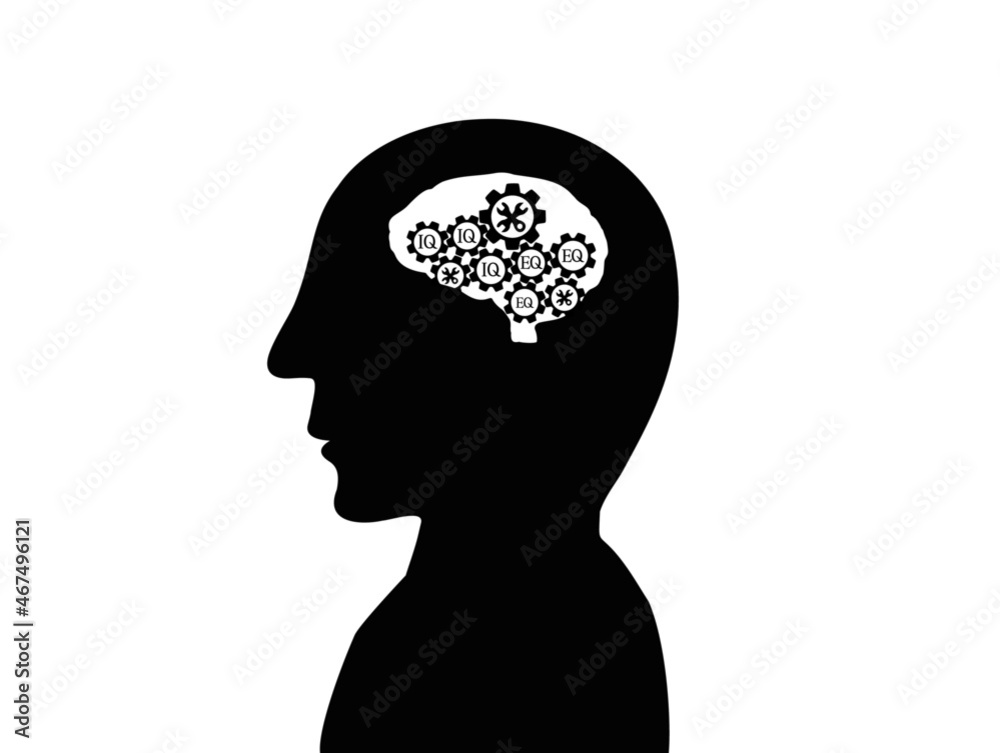 Head icons for brain thinking, using the two halves of the brain and the processes of the brain to work efficiently. Processing of the brain's in analyzing things. Head icons for brain thinking, using the two halves of the brain and the processes of the brain to work efficiently. Processing of the brain's in analyzing things.
