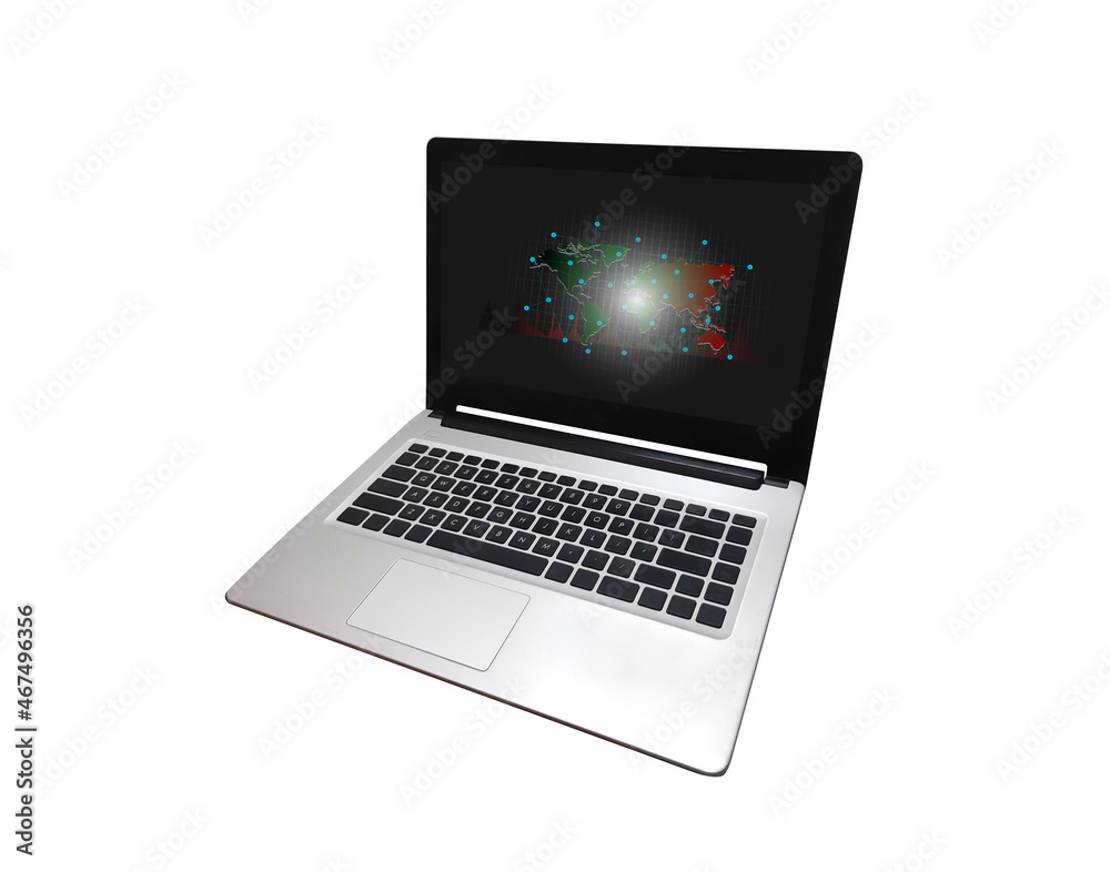 notebook screen on the background. A Road Drive Travelers use world map technology to facilitate travel. Work procedure planning to achieve objectives Step symbols for successful business notebook screen on the background. A Road Drive Travelers use world map technology to facilitate travel. Work procedure planning to achieve objectives Step symbols for successful business