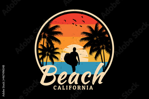 Beach california silhouette design