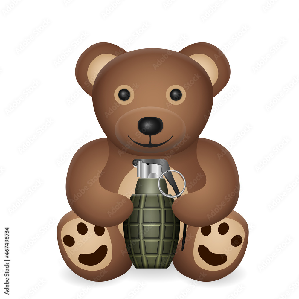 Obraz premium Teddy bear with grenade