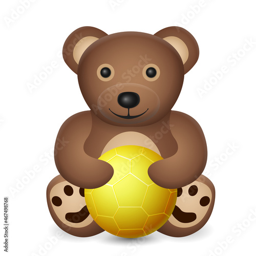 Teddy bear with handball ball