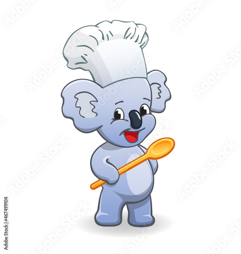 happy koala chef cook cartoon character