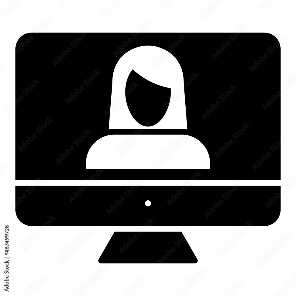 Female avatar inside monitor showcasing customer service Female avatar inside monitor showcasing customer service