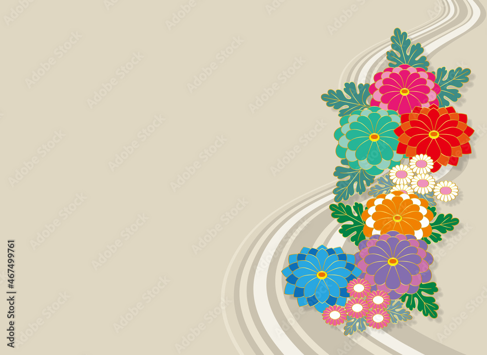 菊の花と流水文様と和風背景素材 Stock Vector Adobe Stock 菊の花と流水文様と和風背景素材 Stock Vector Adobe Stock