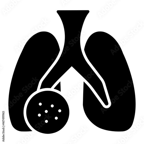 Human respiratory organ icon, glyph design of infected lungs 