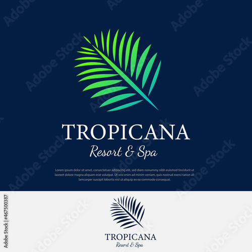 Tropicana Logo Palm fronds. Resort and Spa Logo,Cosmetics,Beauty
