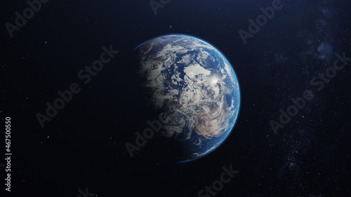 Planet Earth Space Scene 3D Rendering
