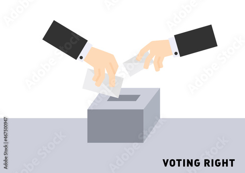hands drop ballot card in box for voting right on election day vector ep12