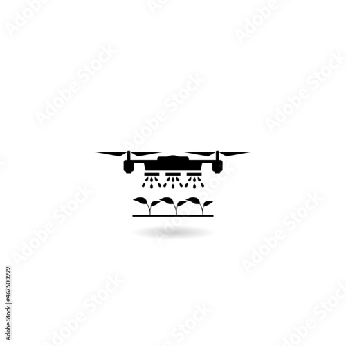 Smart farm with drone control icon with shadow