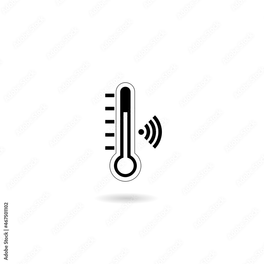 Smart temperature icon with shadow isolated on white background Smart temperature icon with shadow isolated on white background