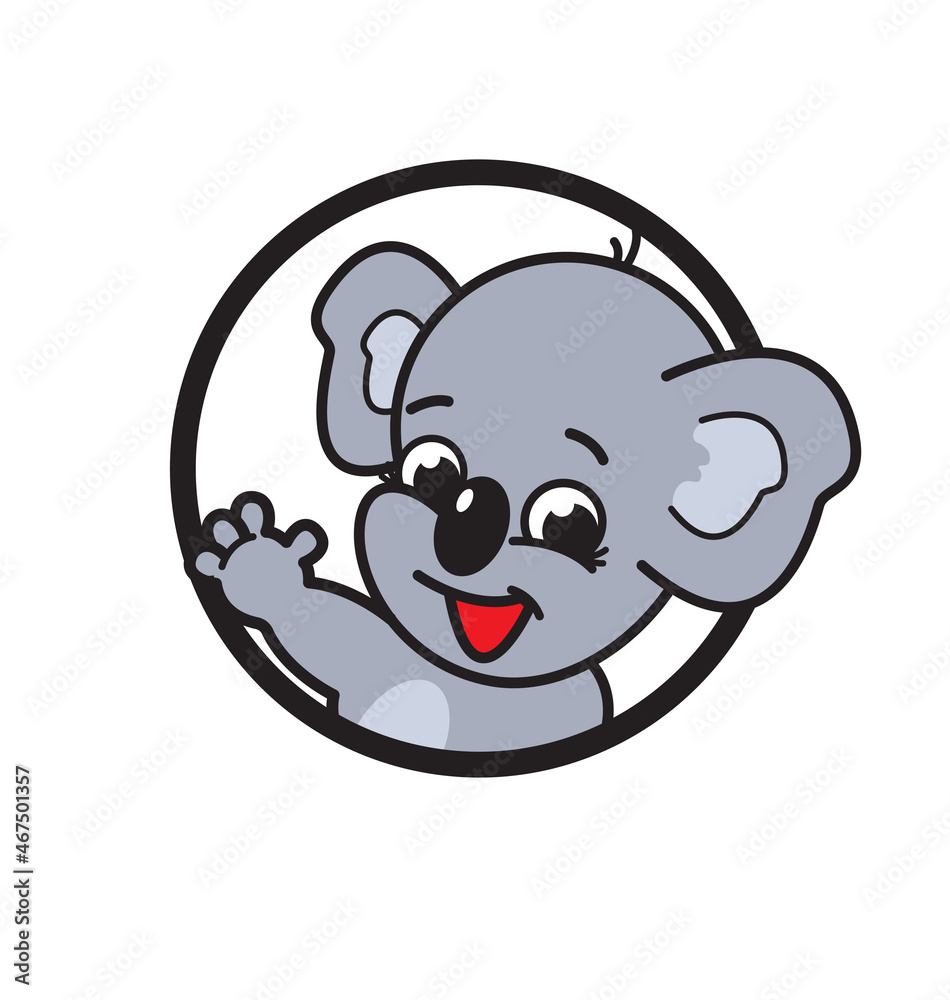 smiling happy cartoon koala in circle window smiling happy cartoon koala in circle window
