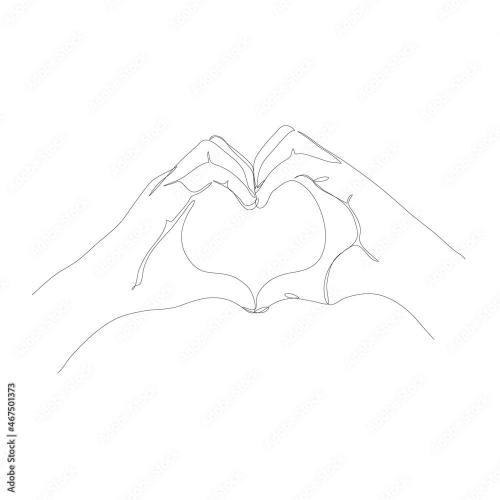 Symbol of love in vector illustration. Female hands making sign Heart ...