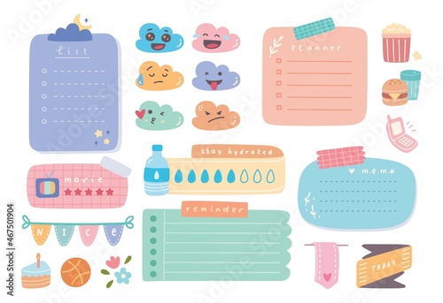 Cute journal and planner design vector illustration