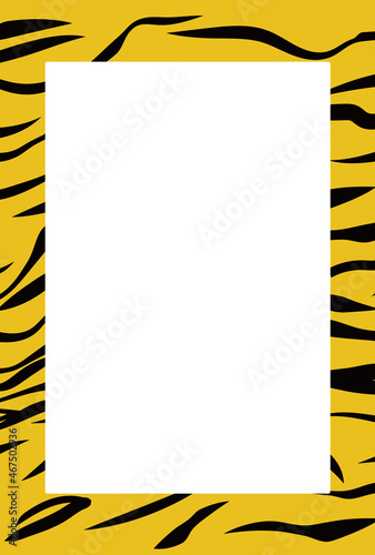 虎の縞模様デザインのフレームテンプレート縦型素材