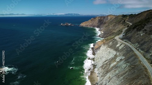 Drone footage of the pacific coast line south of San Francisco, California.