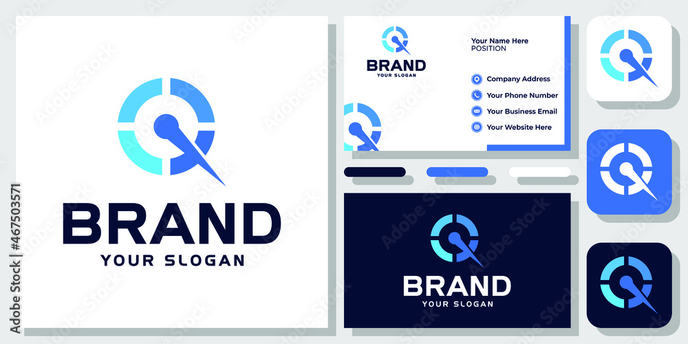 Naklejka premium Initial Letter Q Monogram Speed Move Fast Motion Modern Logo Design with Business Card Template