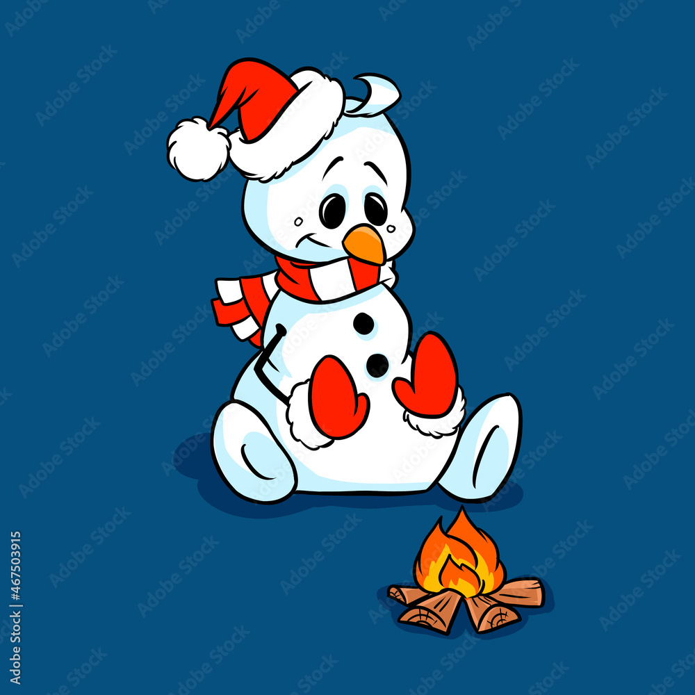 Snowman took off his head joke greeting card new year illustration cartoon Snowman took off his head joke greeting card new year illustration cartoon