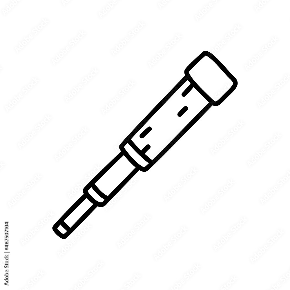 Spyglass. Pirate item sketch. Doodle hand drawn illustration. Vector line icon Spyglass. Pirate item sketch. Doodle hand drawn illustration. Vector line icon