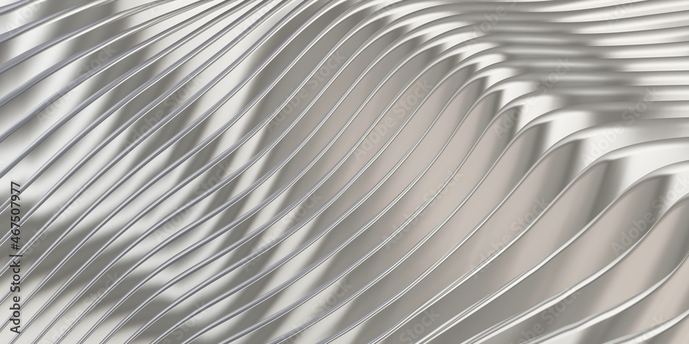 Obraz premium Parallel line wave background waves of plastic swaying rubber sheet 3D illustration