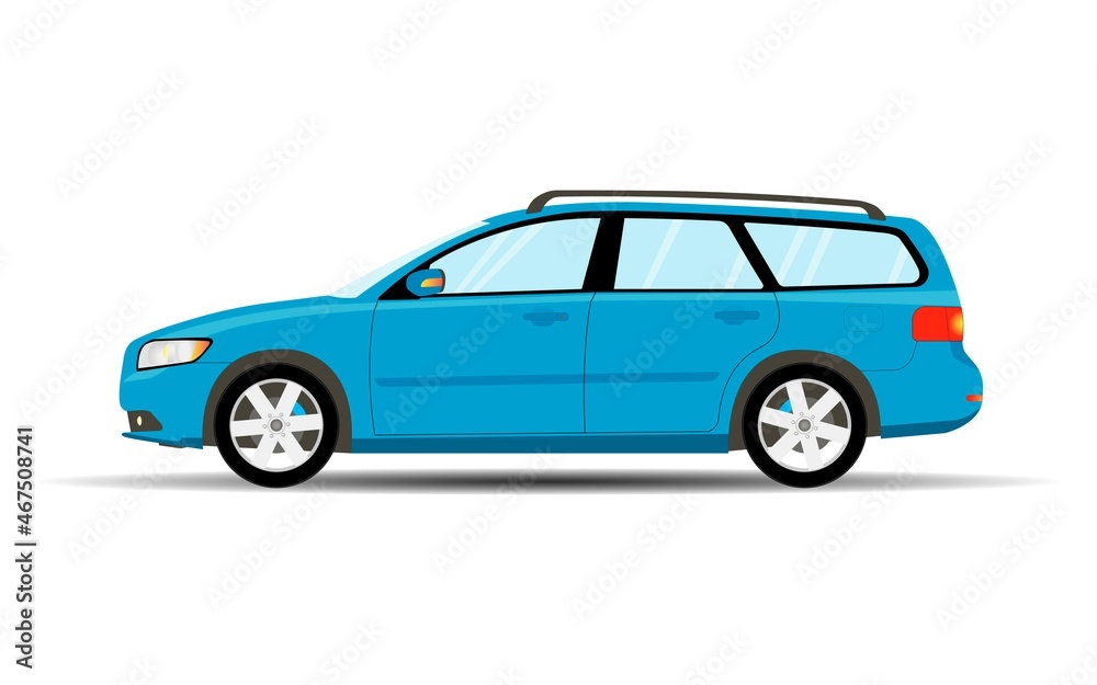 Light blue car. Station wagon. Vector illustration.