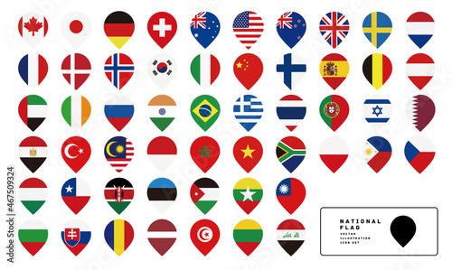 ベストカントリー 国旗アイコンのセット ベクターイラスト