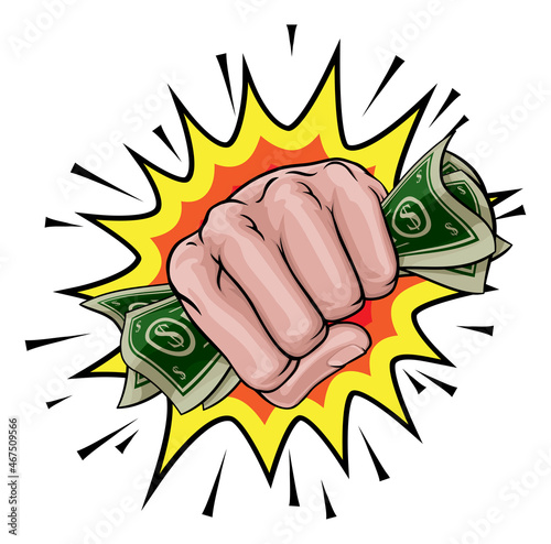 Money Cash Fist Hand Comic Pop Art Cartoon