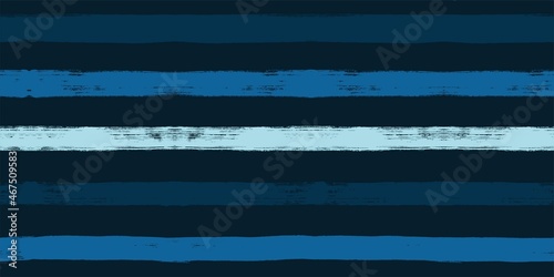 Hand drawn striped pattern, dark blue navy stripe seamless background, sea brush strokes. vector grunge stripes, nautical paintbrush line