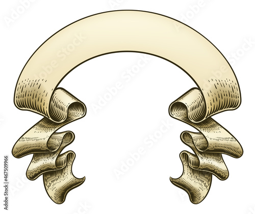 Scroll Vintage Woodcut Banner Paper Ribbon Drawing