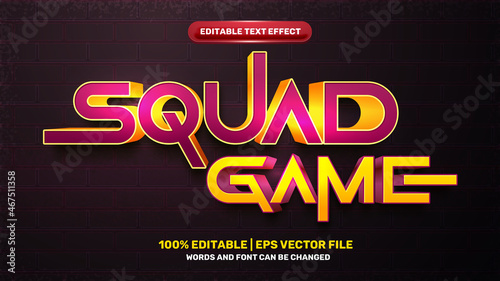 squad game team logo comic cartoon hero 3d editable text effect style