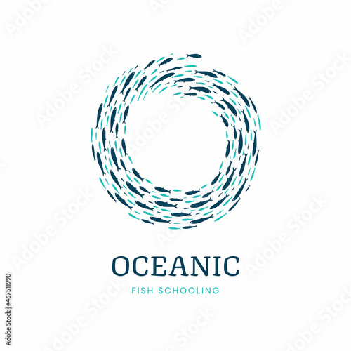 Oceanic Letter O Fish Schooling Logo
