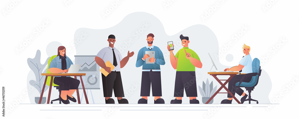 Vector or Illustration of Office Worker, Employees, Characters Communication, Doing Job in computer or laptop