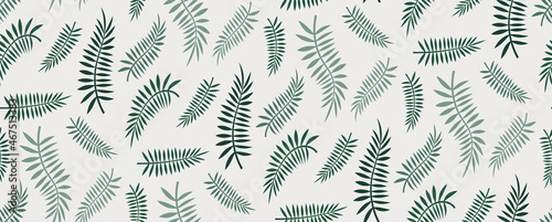 botanical seamless vector pattern with fern. green leaves with light background © Daria L.