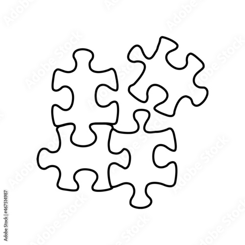 puzzles line icon on white background vector illustration black
