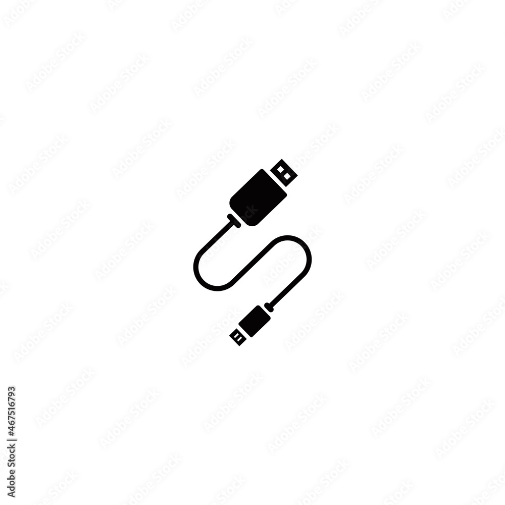 USB cable simple flat icon vector illustration USB cable simple flat icon vector illustration