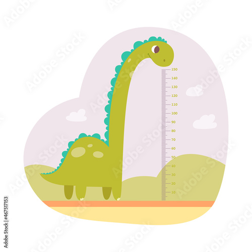 Height measuring scale for kid with dinosaur, baby growth meter with scale in centimeters