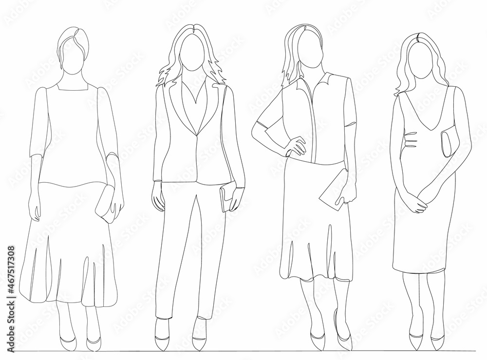 women drawing by continuous line isolated, vector women drawing by continuous line isolated, vector
