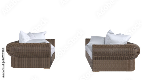 Side view of two outdoor couches isolated on white background (ID: 467517988)