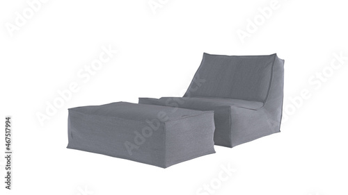   Angle view of grey lounge couch isolated on white background (ID: 467517994)