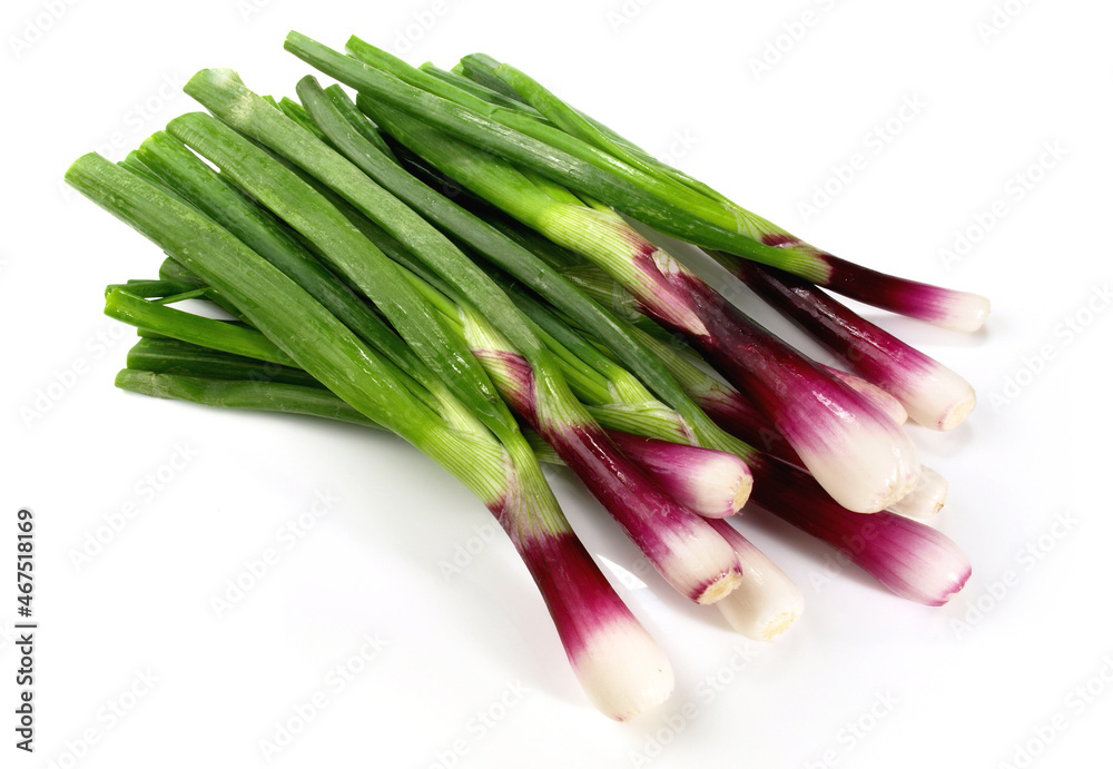Fresh Vegetables - Purple Spring Onions on white Background Isolated