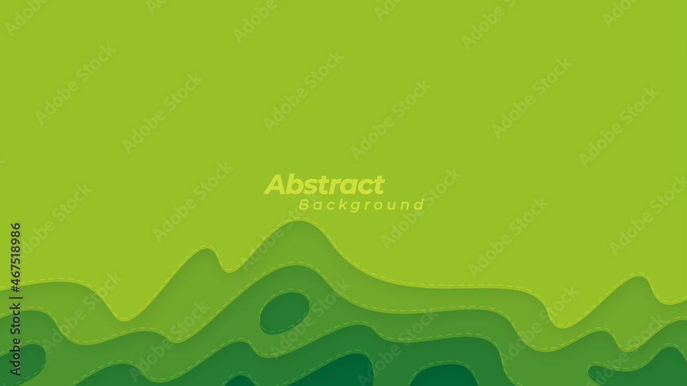 Obraz premium Green Paper cut layered 3D texture vector background.