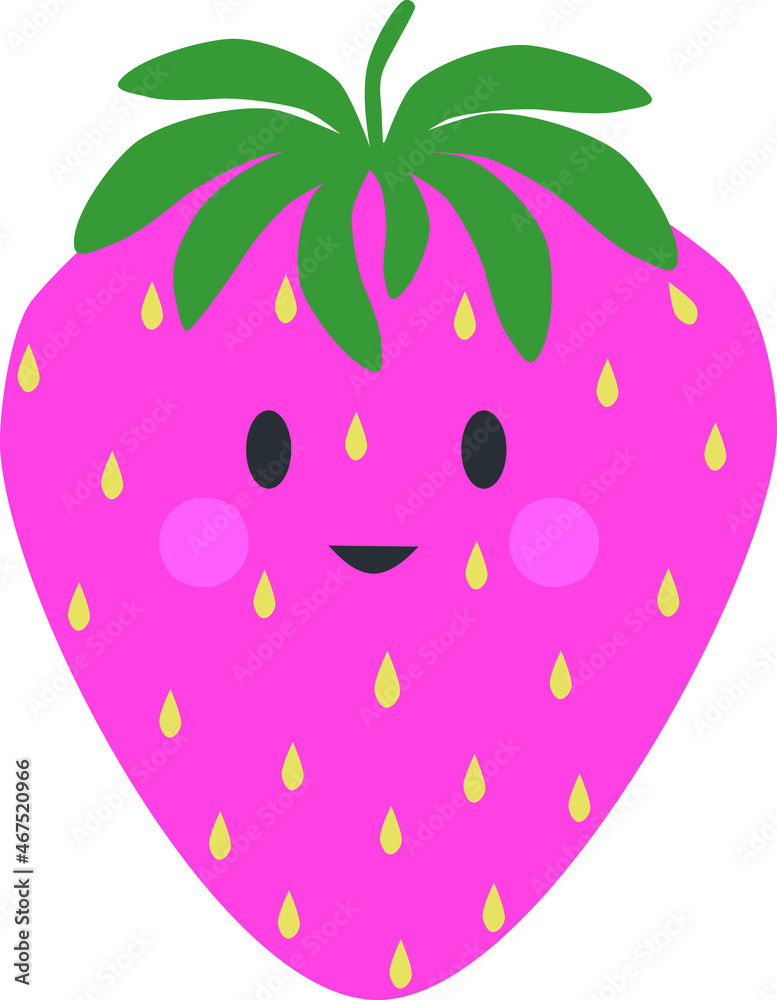 Pink vector strawberry icon with baby face Pink vector strawberry icon with baby face