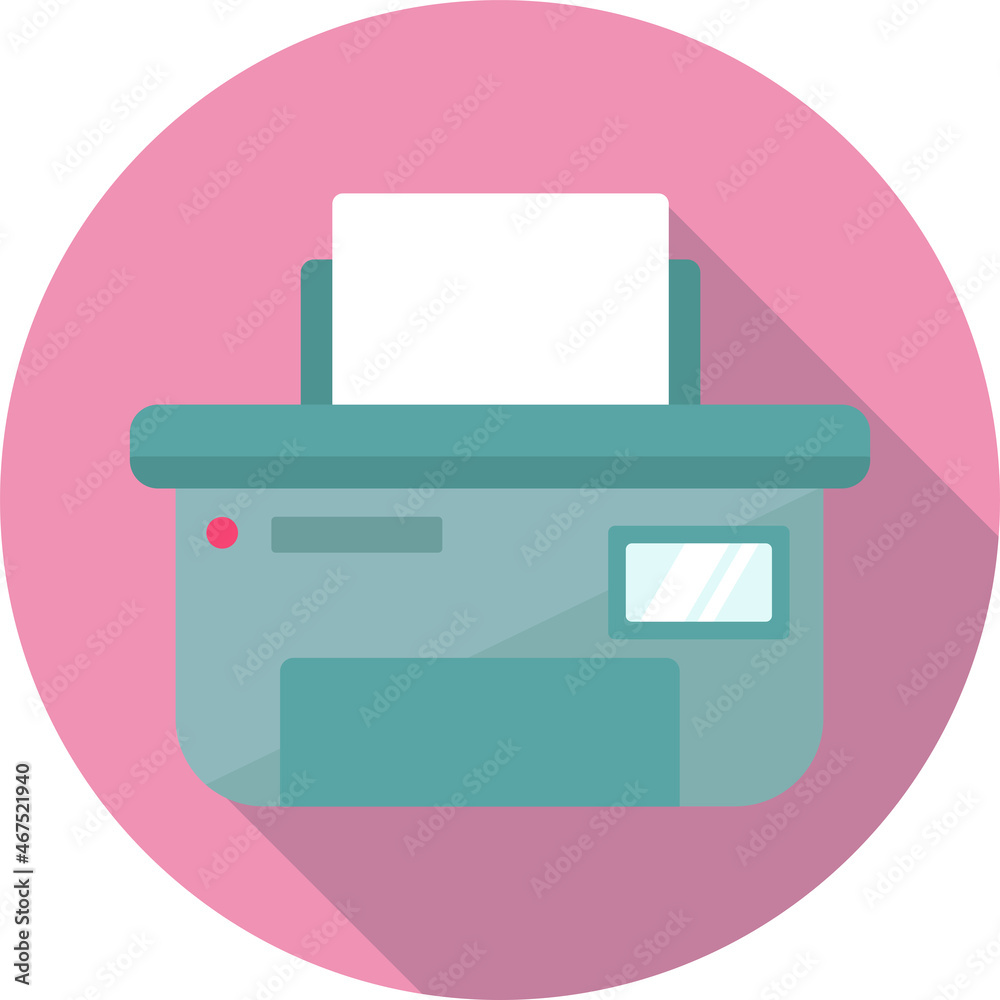 Office printer,flat icon with a long shadow Office printer,flat icon with a long shadow