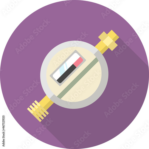 Water or gas metering device,flat icon with a long shadow