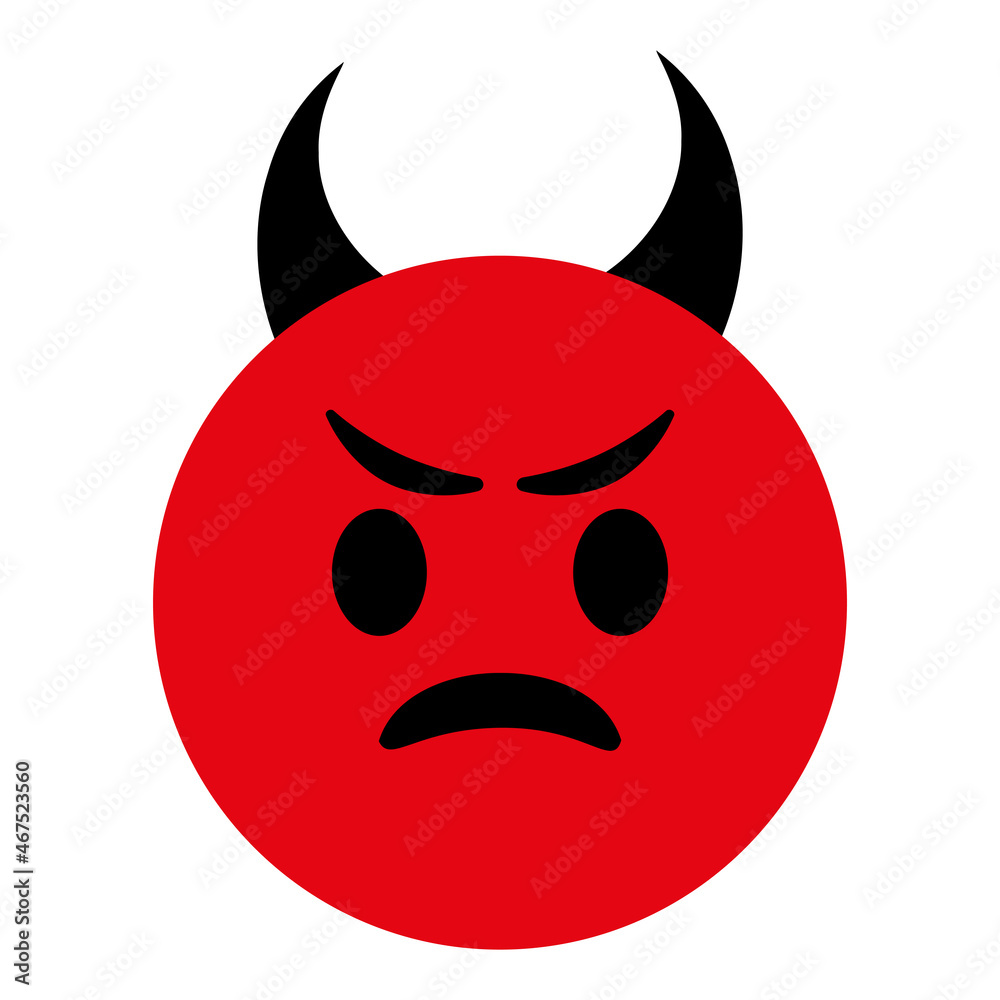 Angry sad devilish face. Emoji icon vector. Emoticon sign. Negative ...