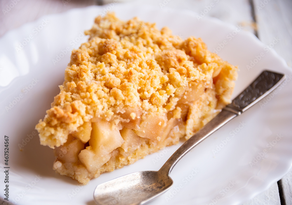 Apple pie, traditional homemade fruit cake with cinnamon
