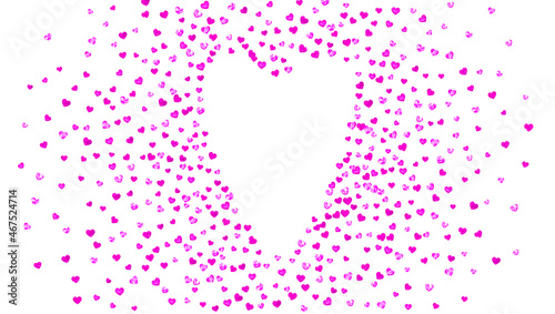 Valentine background with pink glitter hearts. February 14th day. Vector confetti for valentine background template. Grunge hand drawn texture.