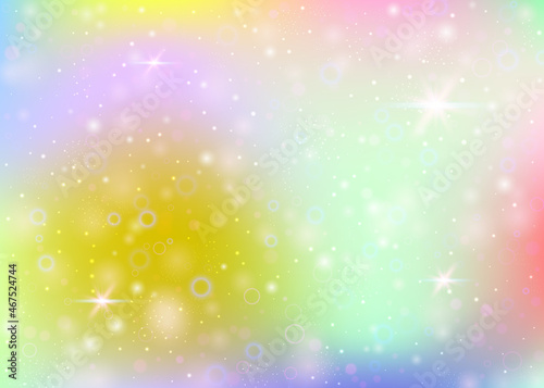 Unicorn background with rainbow mesh.