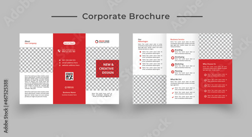 Corporate Business Trifold Brochure Design Template. Design Template Geometric shape used for business Trifold Brochure layout. Corporate Brochure, Business Brochure, A4 with Bleed, Print Ready