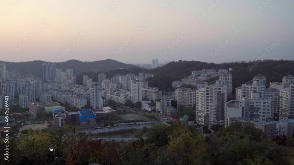 Seoul city skyline at sunset Seoul city skyline at sunset